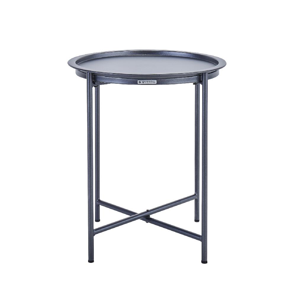 Mesa Auxiliar De Metal Naterial Mobis De ø 45 Cm Gris