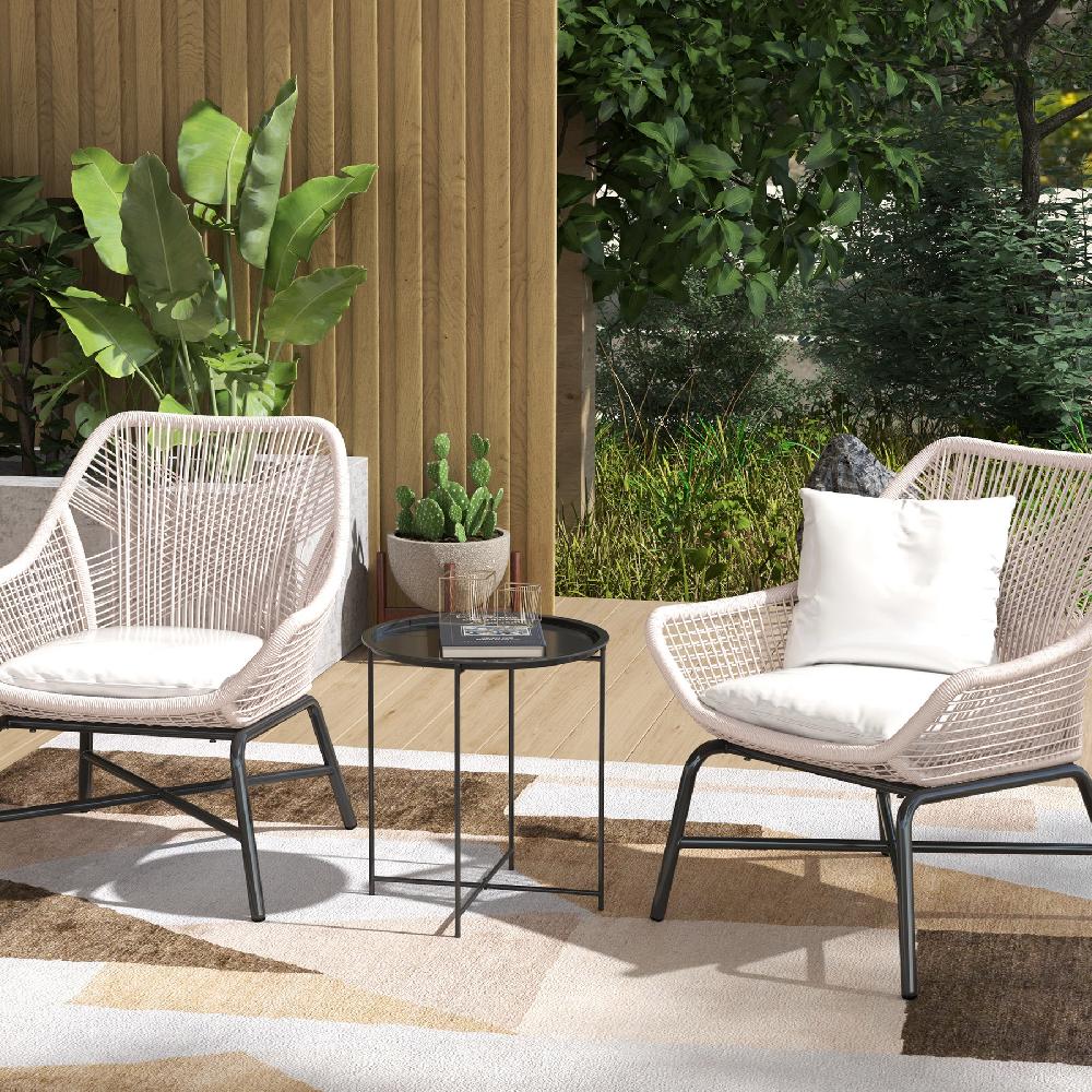 Mesa Auxiliar Exterior Outsunny Acero Negro 46x46x50 Cm 84G-698V00BK