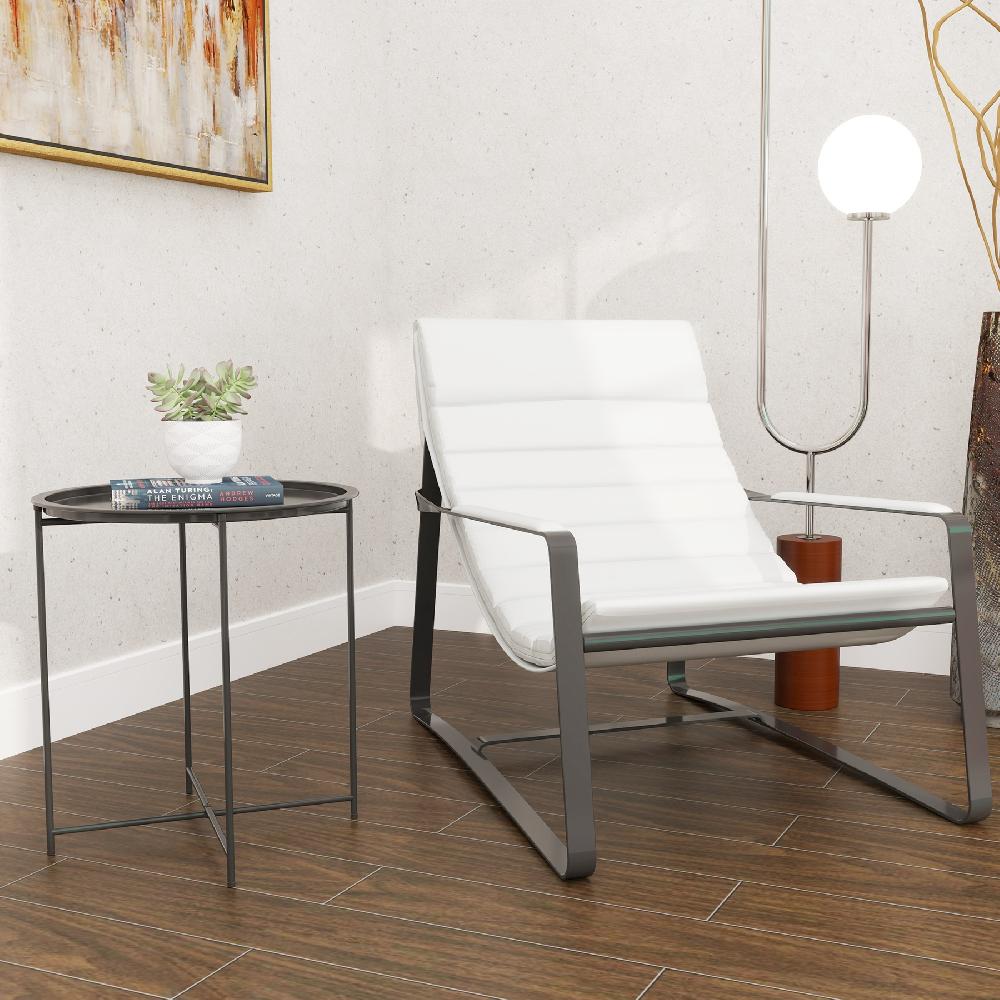 Mesa Auxiliar Exterior Outsunny Acero Negro 46x46x50 Cm 84G-698V00BK