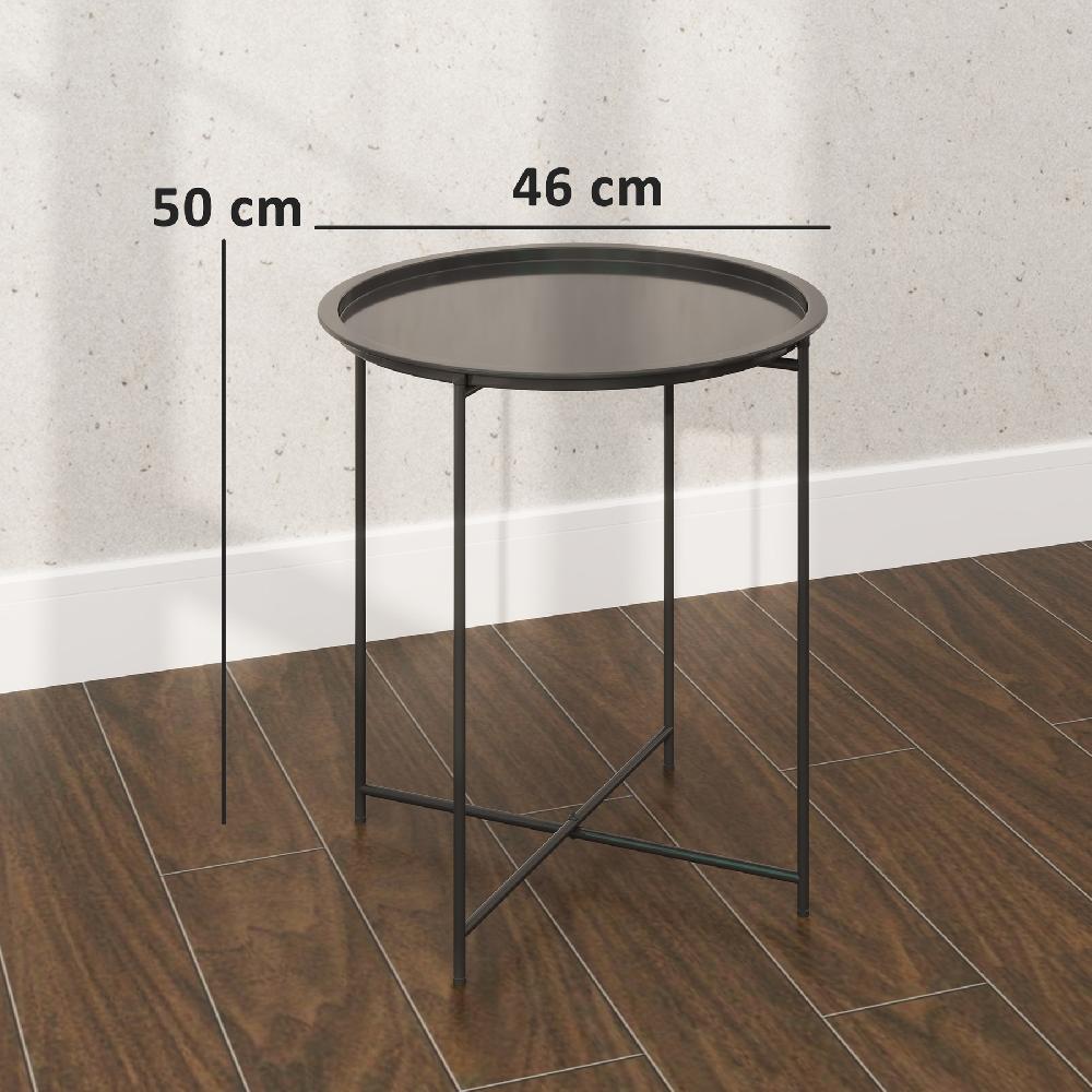 Mesa Auxiliar Exterior Outsunny Acero Negro 46x46x50 Cm 84G-698V00BK