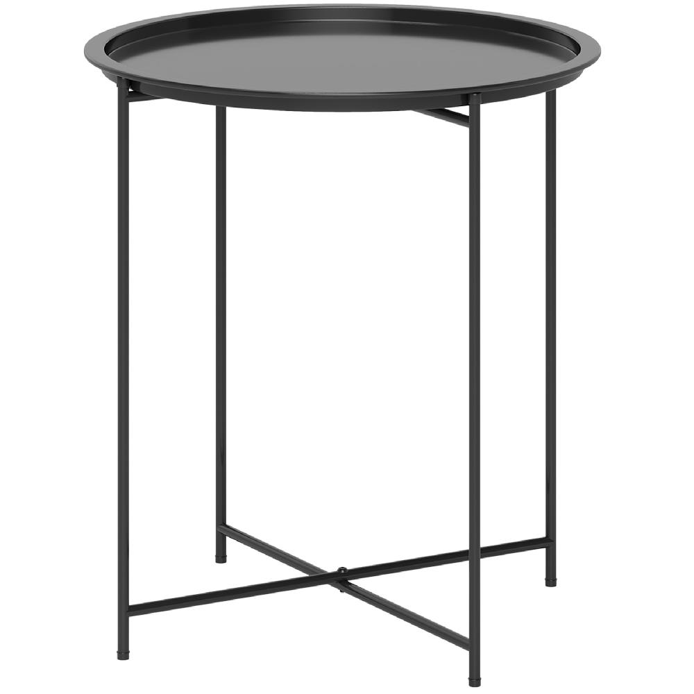 Mesa Auxiliar Exterior Outsunny Acero Negro 46x46x50 cm 84G-698V00BK