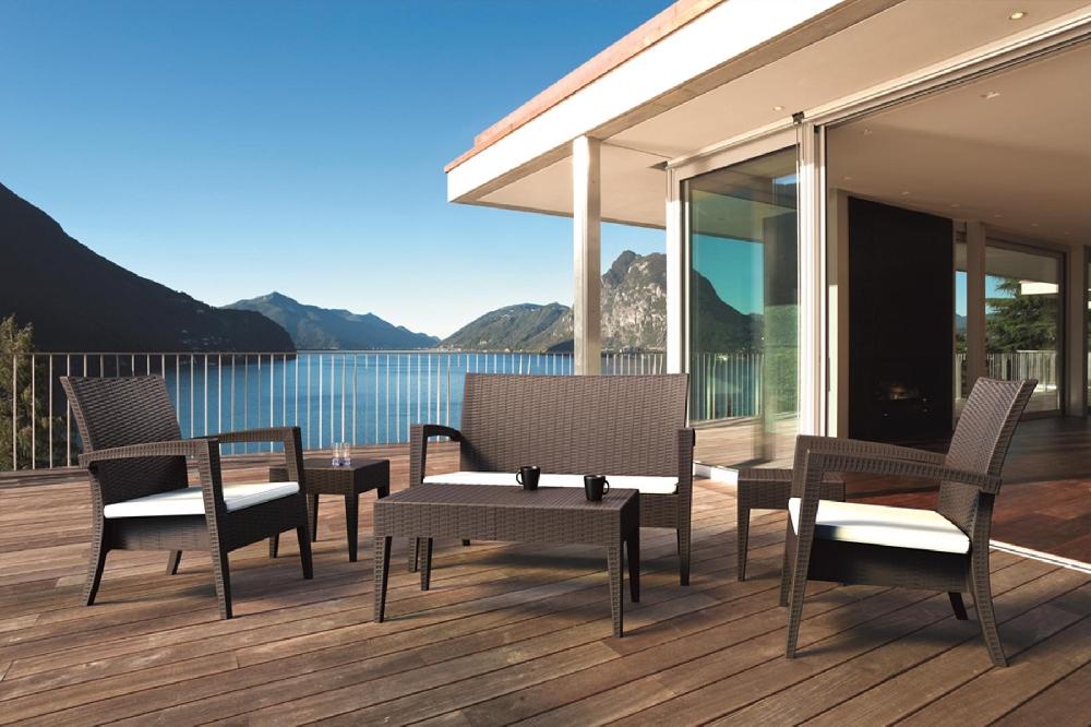 Mesa Auxiliar Miami Lounge Side Table Rattan Marrón Siesta Exclusive