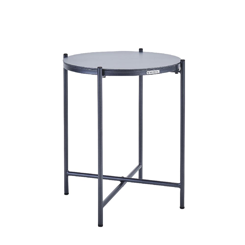 Mesa Auxiliar Naterial Mobis Efecto Cemento Gris De ø 43 Cm