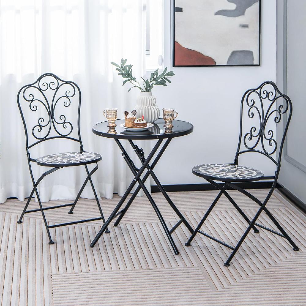 Mesa Auxiliar Redonda Diámetro De 59cm Mesa De Jardín Plegable De Metal Y Cristal Templado Mesa De Balcón Pequeña Resistente A La Intemperie Café