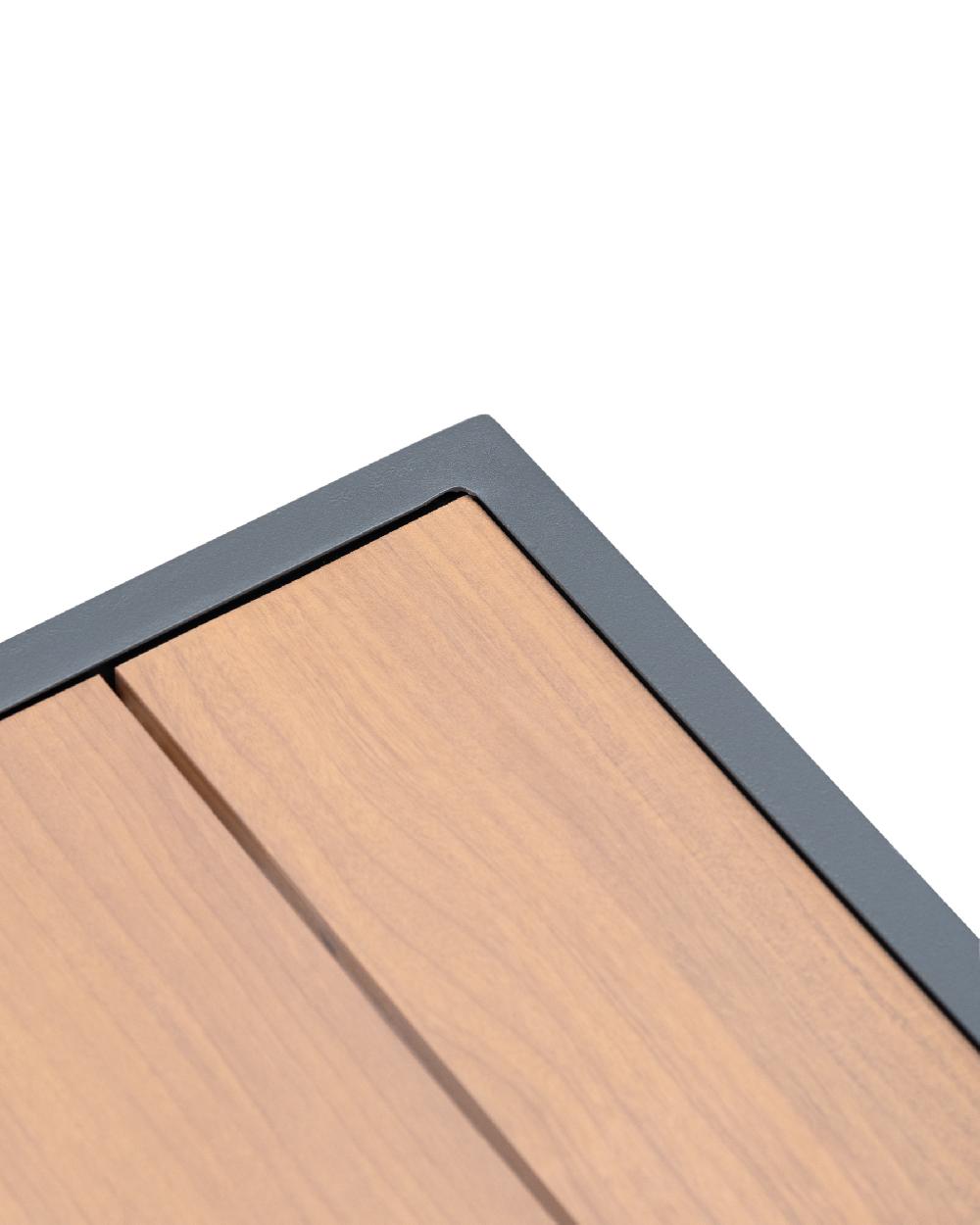 Mesa Baja Jardin Aluminio Antracita Efecto Madera - Manhattan