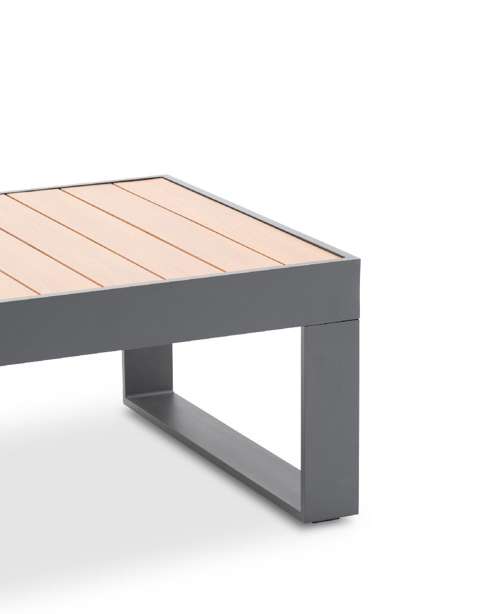 Mesa Baja Jardin Aluminio Antracita Efecto Madera - Manhattan