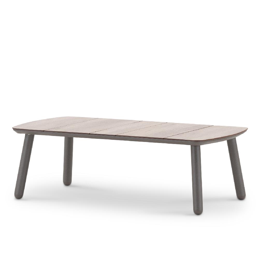 Mesa Baja Jardín Taupé Y HPL Imitación Madera 120x60 - Matilda