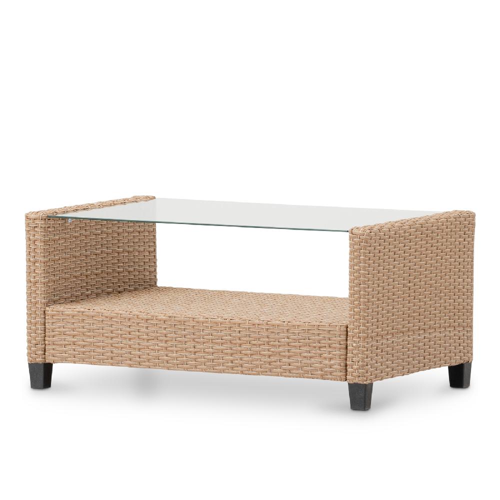 Mesa baja ratán sintétio y vidrio - Verona