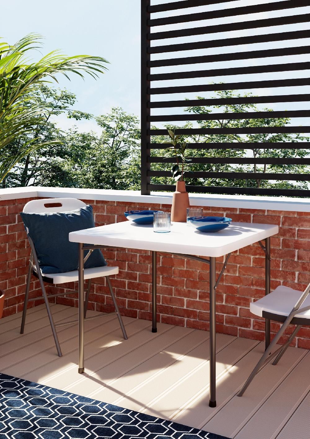 Mesa Catering De Acero Blanco De 86 X 74 X 86 Cm