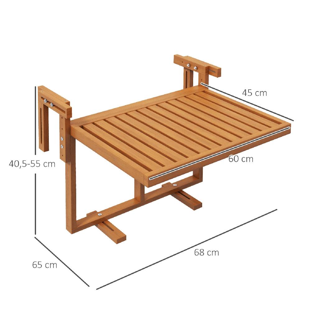 Mesa Colgante Outsunny Madera De Pino Madera Natural 68x65x55 Cm 84G-184V00TK