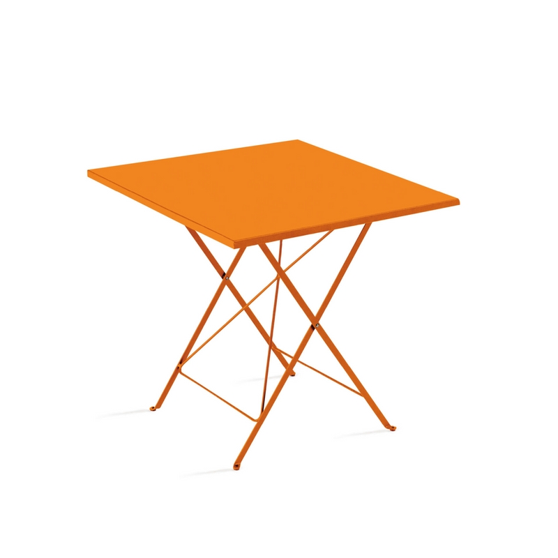 Mesa cuadrada plegable de metal "Step" 70x70 cm 75h Naranja