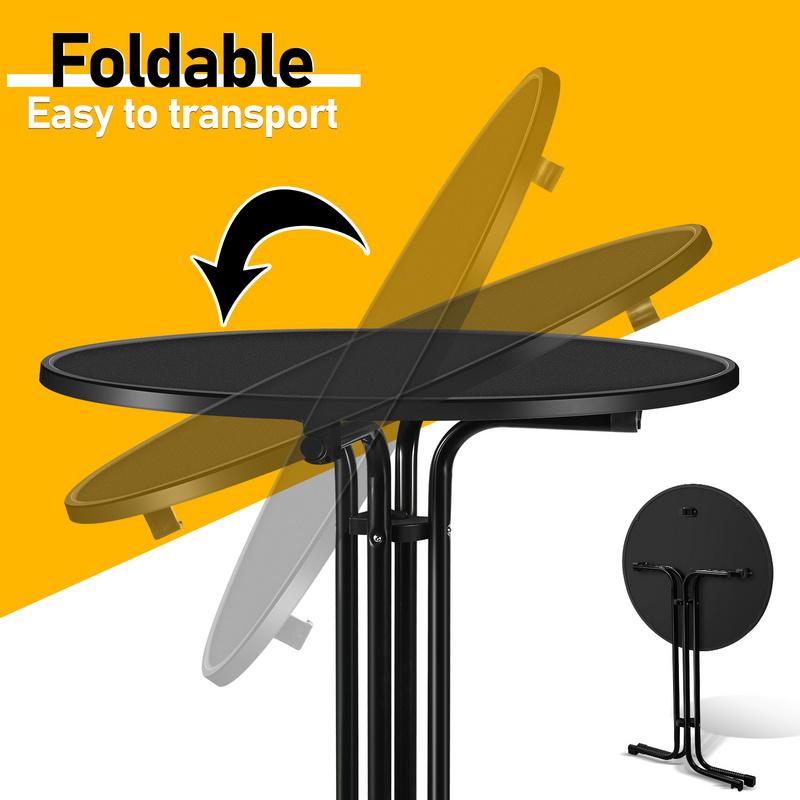 Mesa De Bar Mesa Bistro Plegable Ø 80 Cm Alto 110 Cm Fácil Montaje Para Exterior E Interior Negro