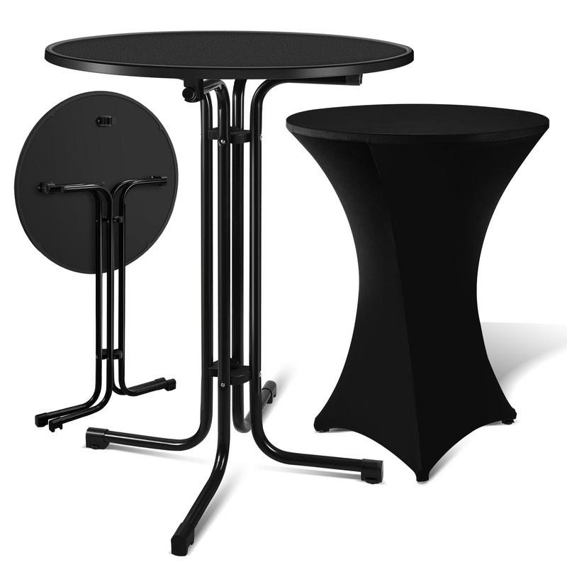 Mesa de bar Mesa bistro plegable Ø 80 cm alto 110 cm fácil montaje para exterior e interior negro