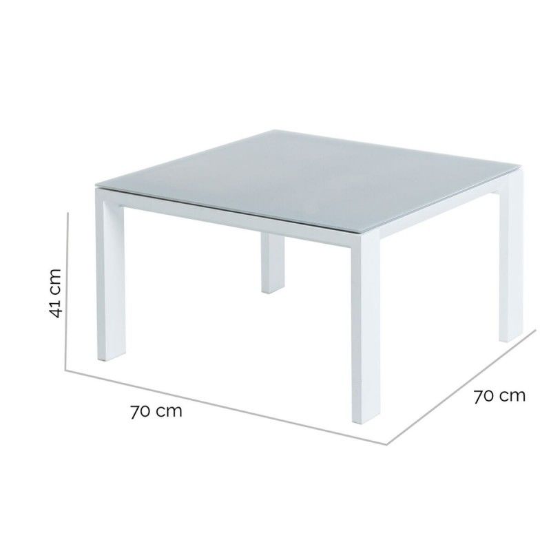 Mesa De Centro De Exterior Blanca De Aluminio Para Terraza