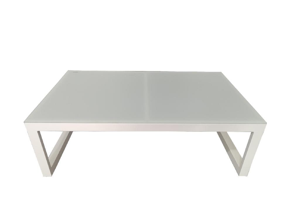 Mesa De Centro De Jardín De Aluminio Hydra Blanco De 100x32.5x60 Cm