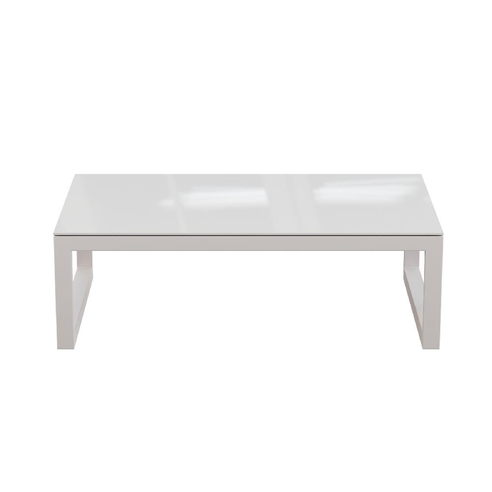 Mesa de centro de jardín de aluminio Hydra blanco de 100x32.5x60 cm