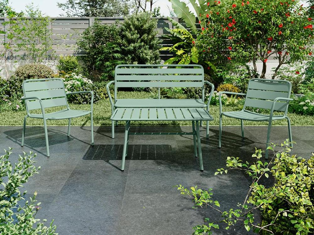 Mesa De Centro De Jardín De Metal - Verde Almendra - MIRMANDE De MYLIA