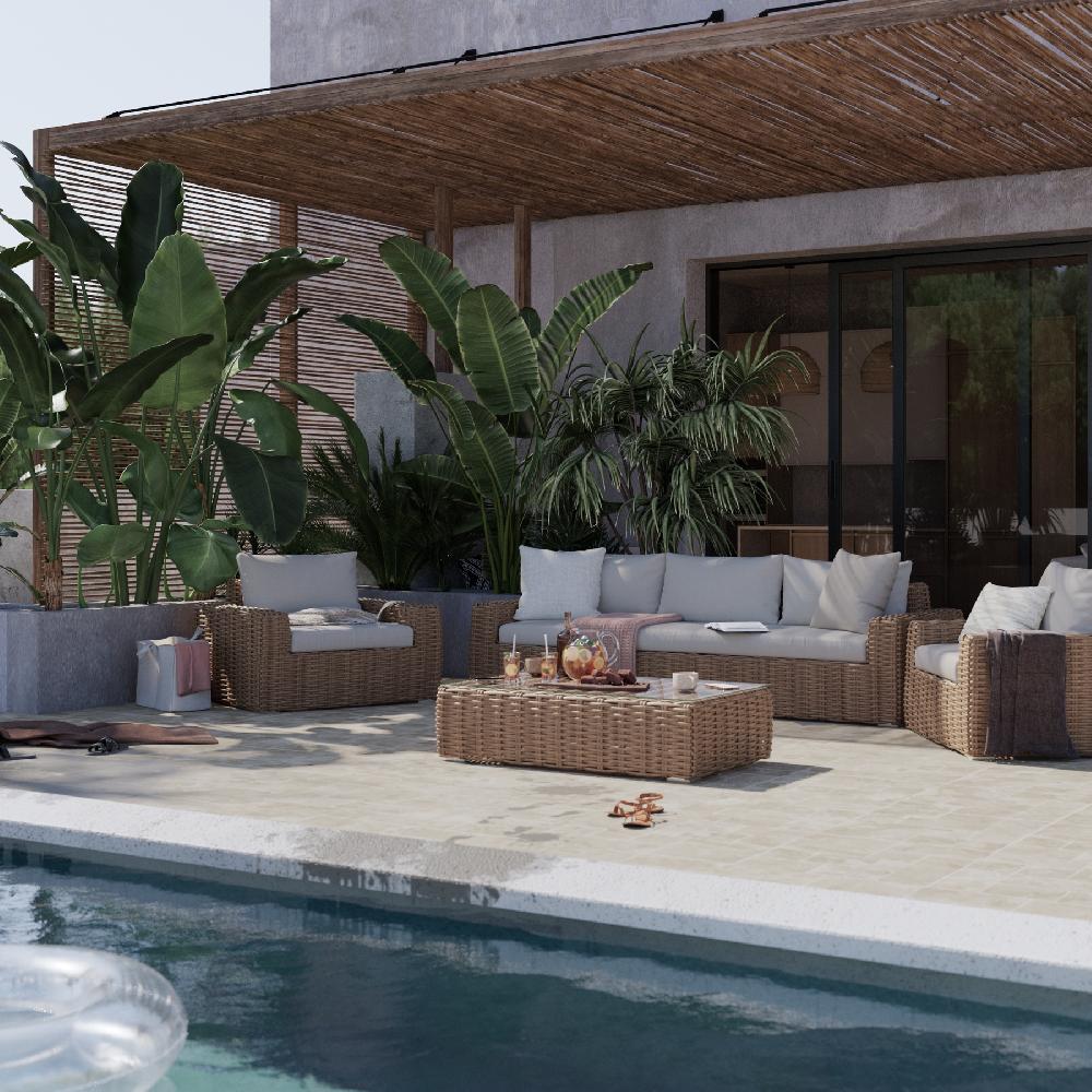 Mesa De Centro De Jardín NATERIAL Ayamo De Aluminio De 70x33x120 Cm