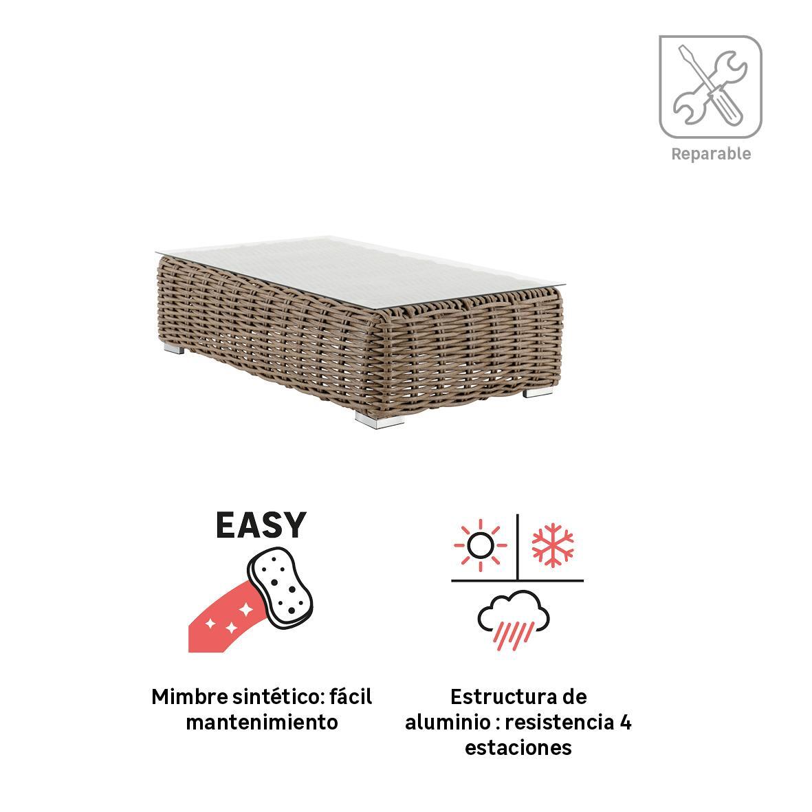 Mesa De Centro De Jardín NATERIAL Ayamo De Aluminio De 70x33x120 Cm