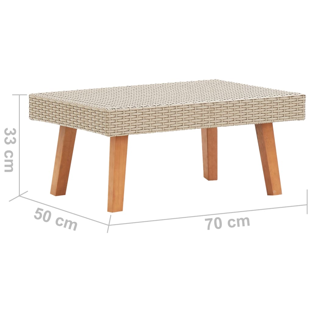 Mesa De Centro De Jardín Resina Ratán Beige VidaXL