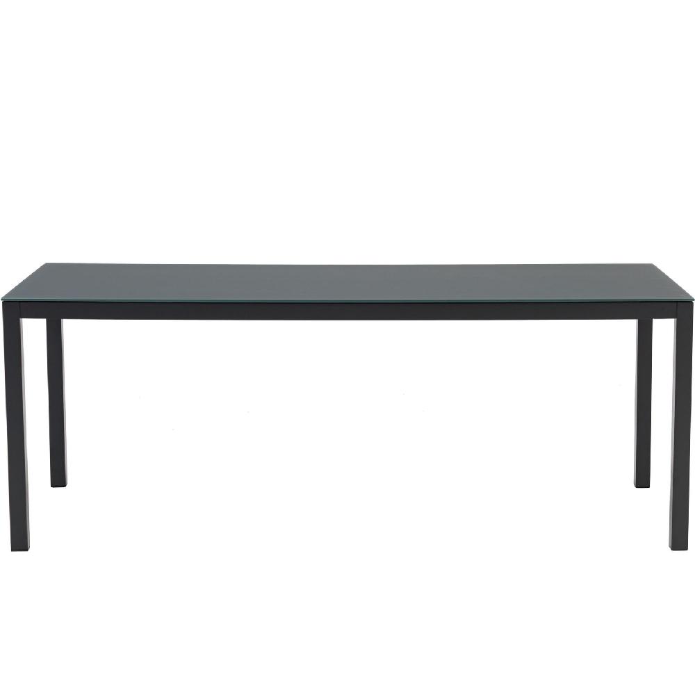 Mesa De Comedor Adin 200*90 Exterior Y Jardín De Aluminio Antracita Cristal Antracita