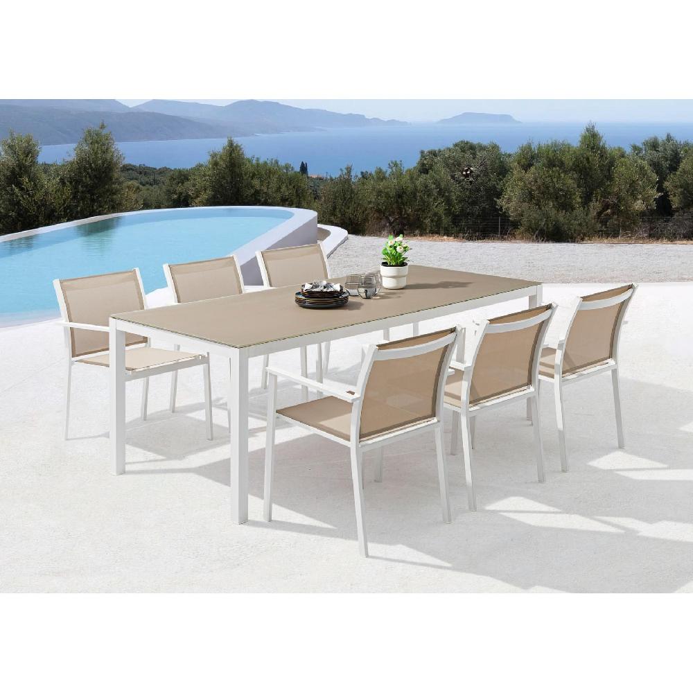 Mesa De Comedor Adin 200*90 Exterior Y Jardín De Aluminio Antracita Cristal Antracita