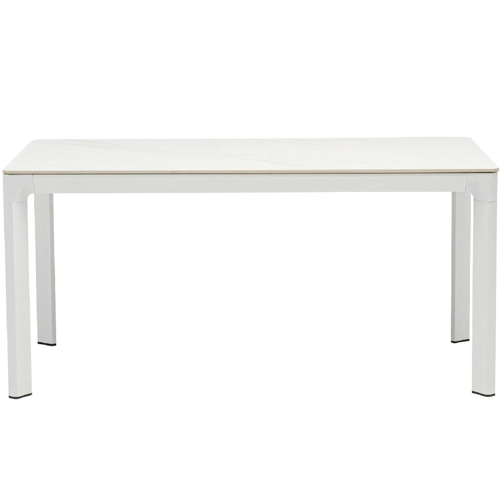 Mesa De Comedor Boori 160x90 Exterior Y Jardín De Aluminio Blanco Top Mesa Porcelánico Blanco