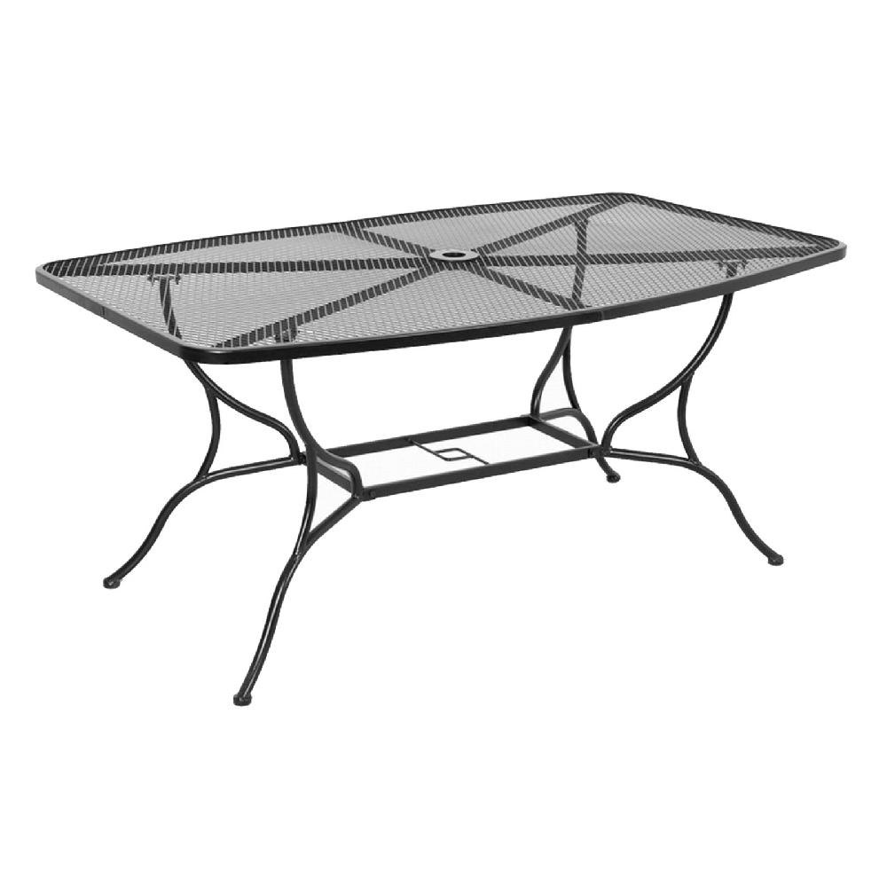 Mesa De Comedor De Acero Mango Con Tablero De Rejilla Y Paragüero De Fotos Para Jardín