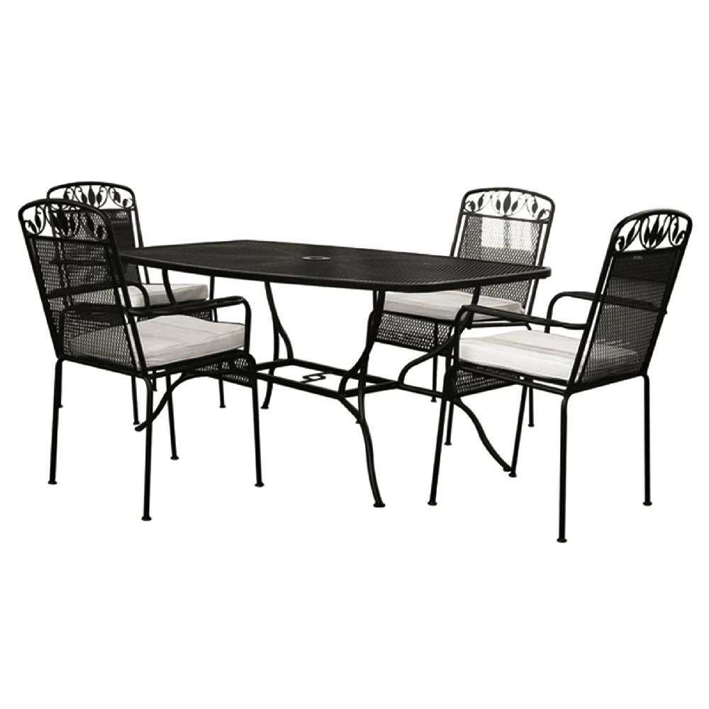 Mesa De Comedor De Acero Mango Con Tablero De Rejilla Y Paragüero De Fotos Para Jardín