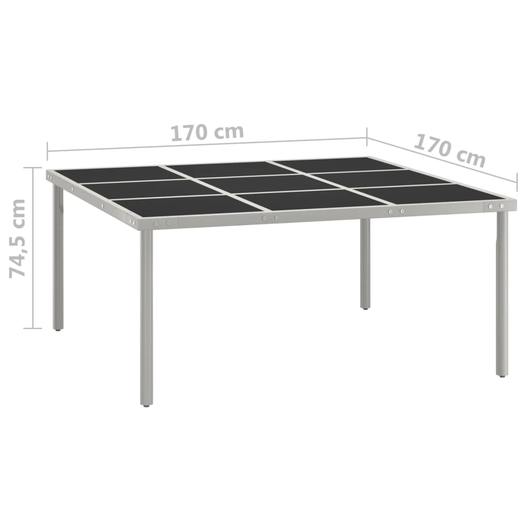 Mesa De Comedor De Jardín Acero Y Vidrio 170x170x74 5 Cm