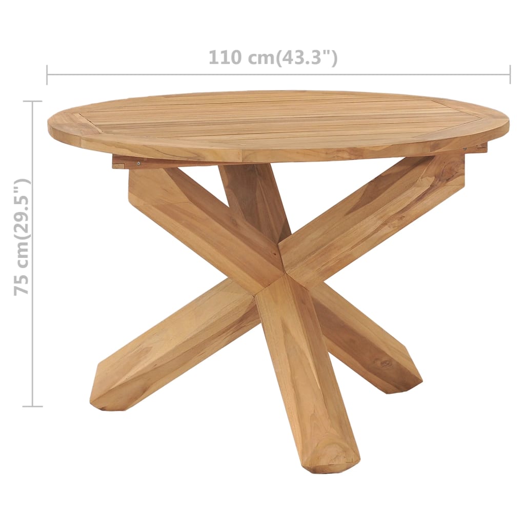 Mesa De Comedor De Jardín Madera Maciza De Teca Ø110x75 Cm