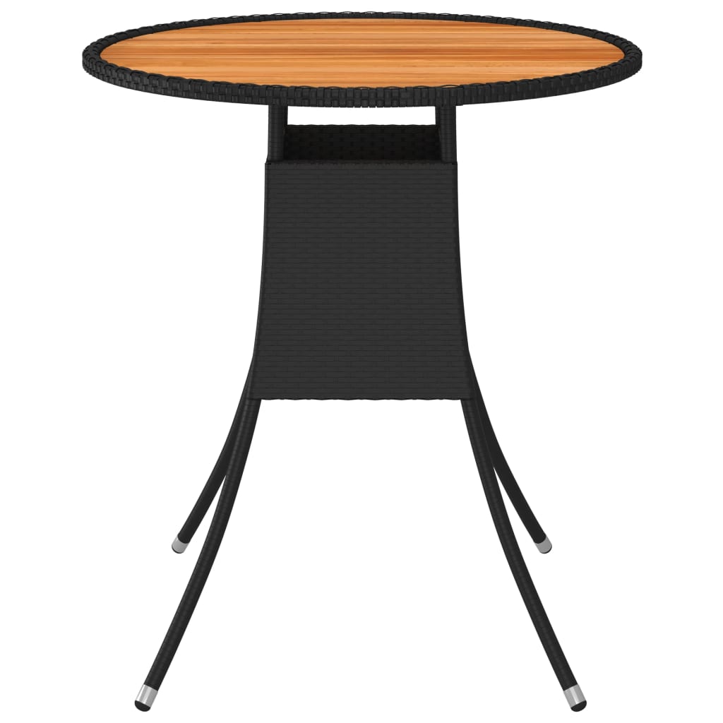 Mesa De Comedor De Jardín Ratán Sintético Acacia Negro Ø 70 Cm
