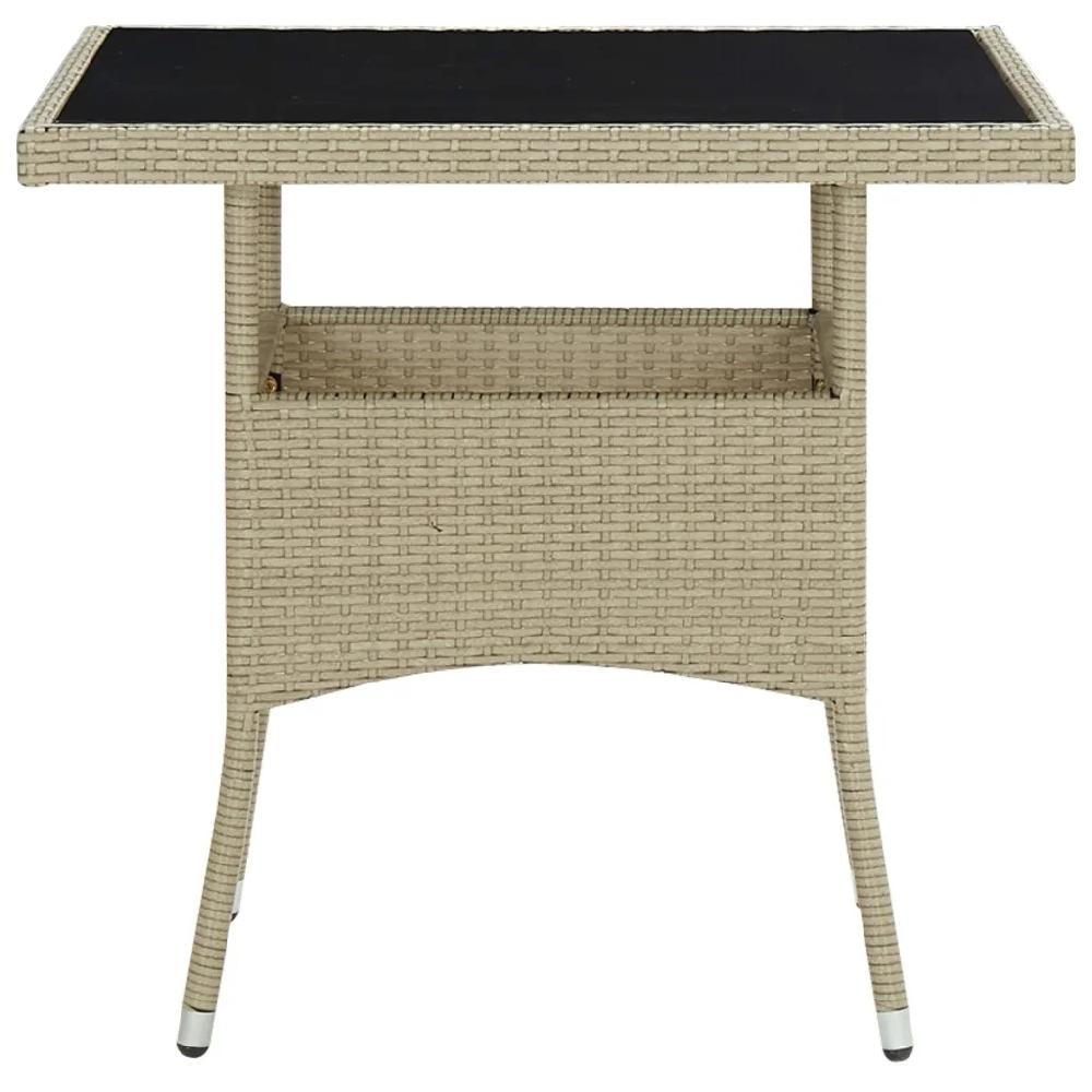 Mesa de comedor de jardín ratán sintético y vidrio beige