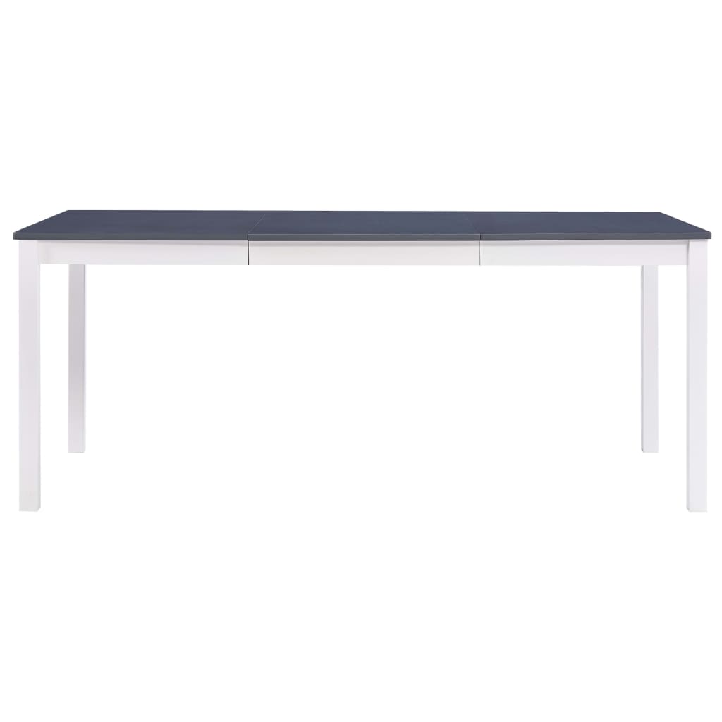 Mesa De Comedor De Madera De Pino Blanco Y Gris 180x90x73 Cm
