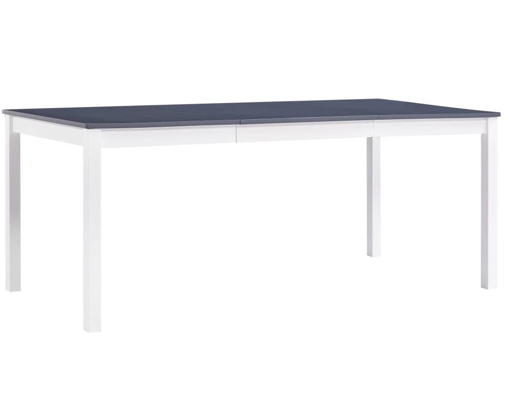 Mesa de comedor de madera de pino blanco y gris 180x90x73 cm