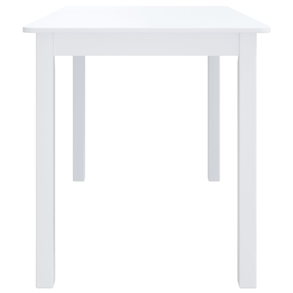 Mesa De Comedor De Madera Maciza De Caucho Blanco 114x71x75 Cm