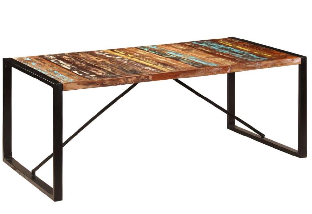 Mesa de comedor de madera maciza reciclada 220x100x75 cm