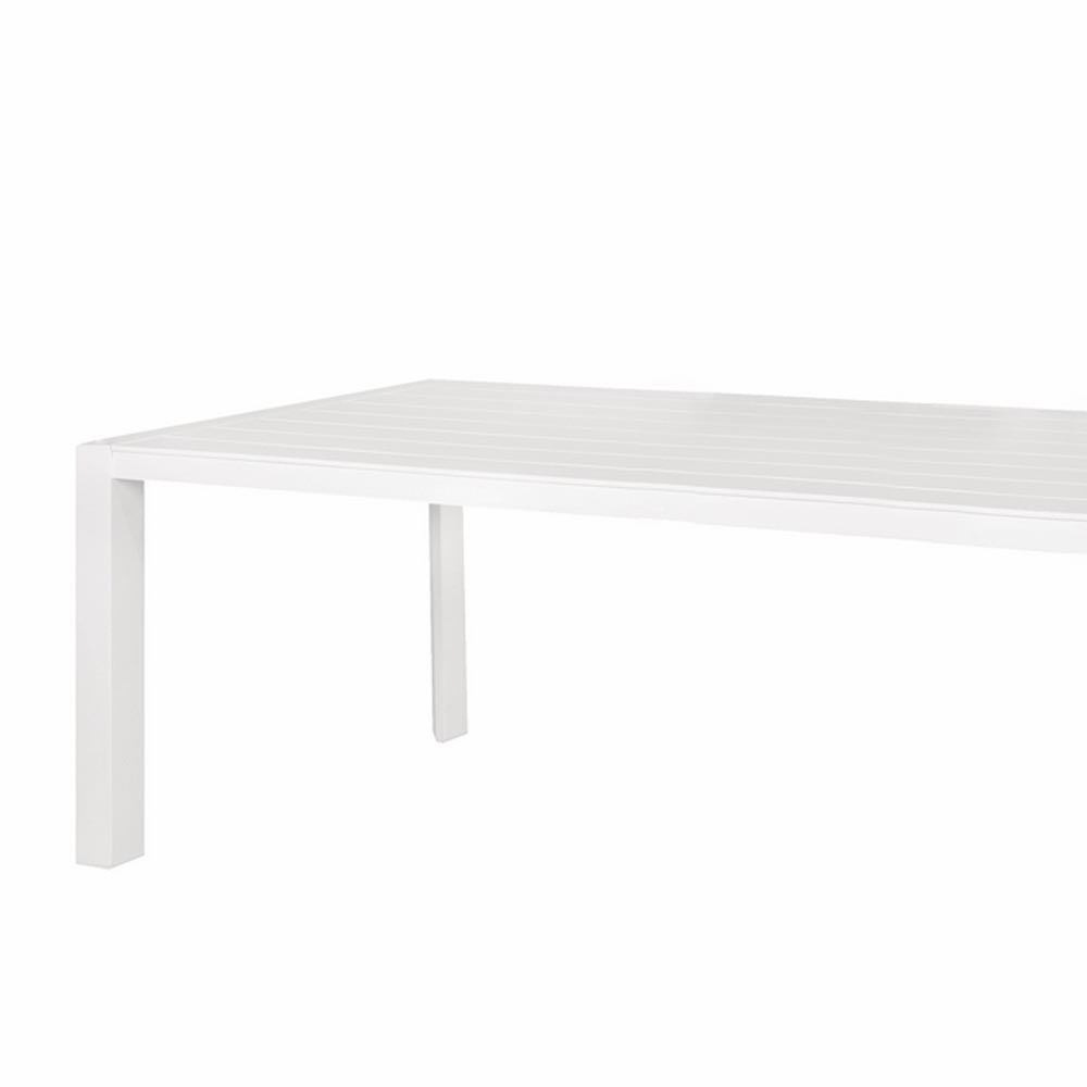 Mesa De Comedor Grande Laminada Io De Aluminio Blanca De 240x100x75 Cm