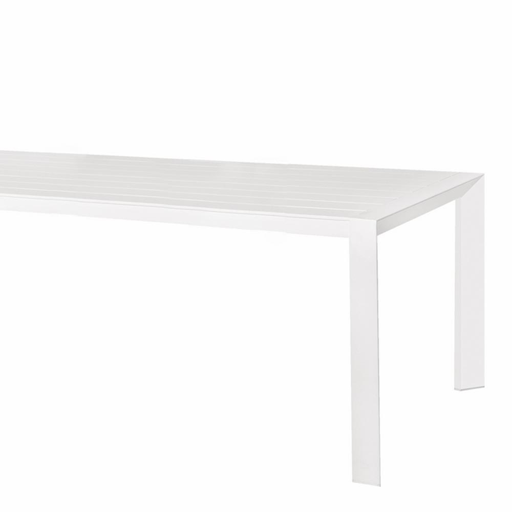 Mesa De Comedor Grande Laminada Io De Aluminio Blanca De 240x100x75 Cm