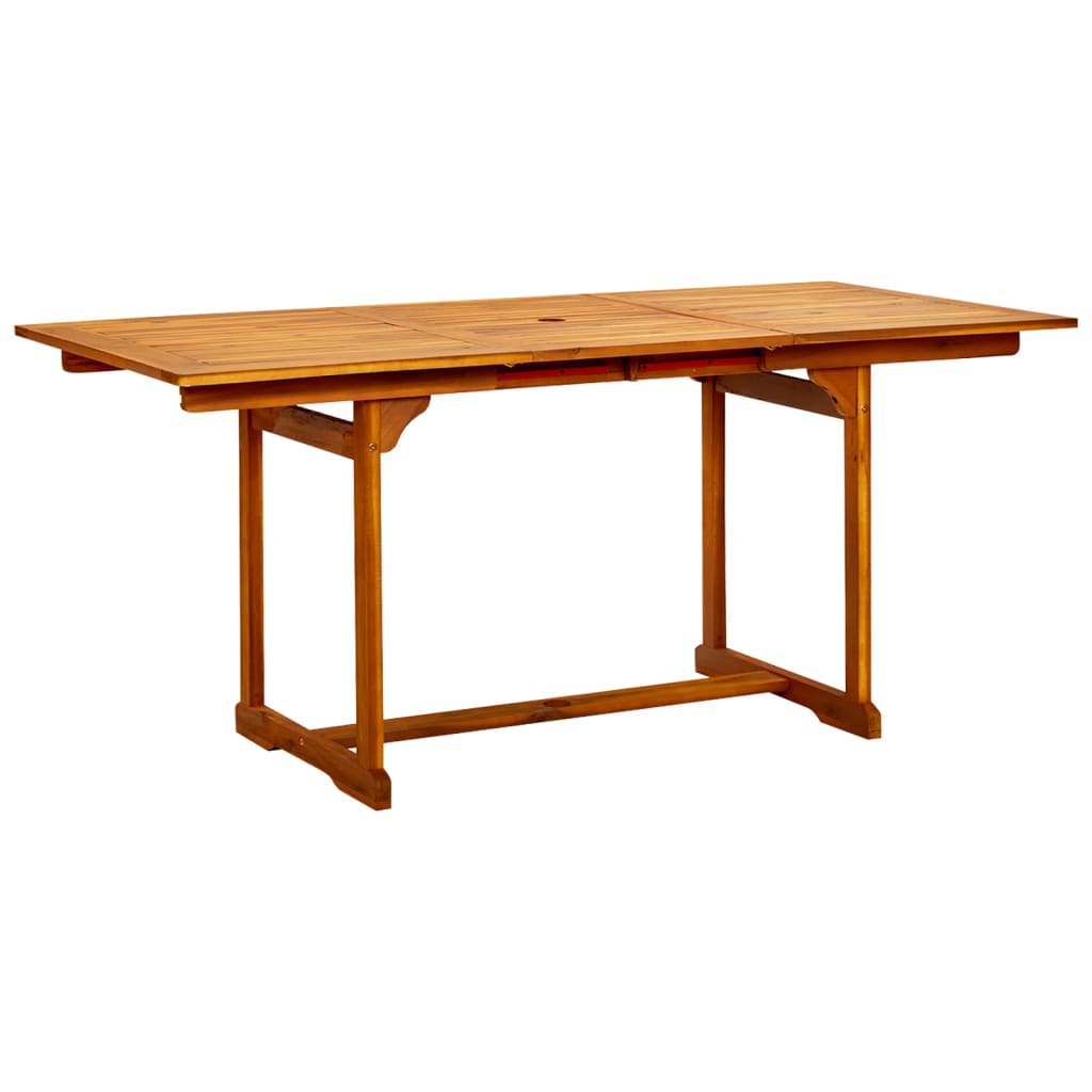 Mesa De Comedor Jardín Madera Maciza Acacia (120-170)x80x75 Cm