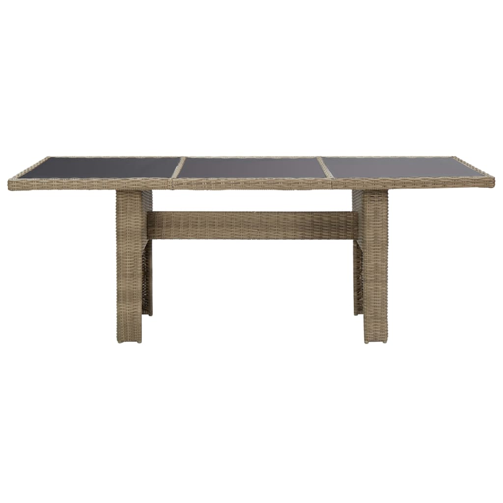 Mesa De Comedor Jardín Vidrio Y Ratán PE Marrón 200x100x74 Cm