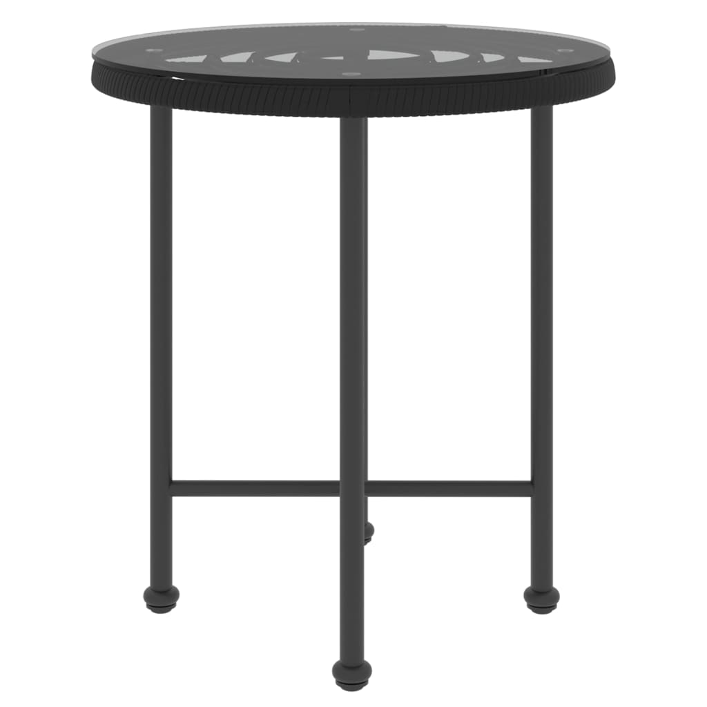 Mesa De Comedor Negra ?50 Cm Vidrio Templado Y Acero