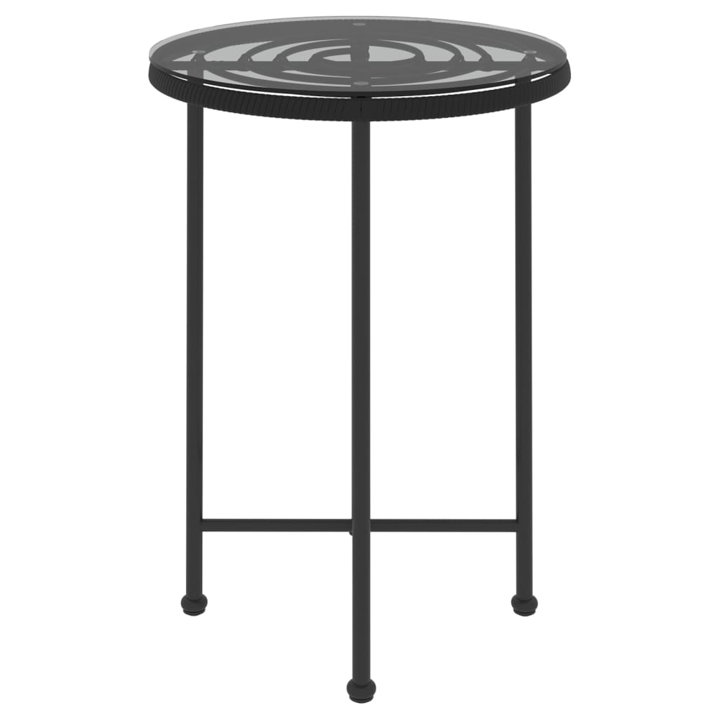 Mesa De Comedor Negra ?55 Cm Vidrio Templado Y Acero