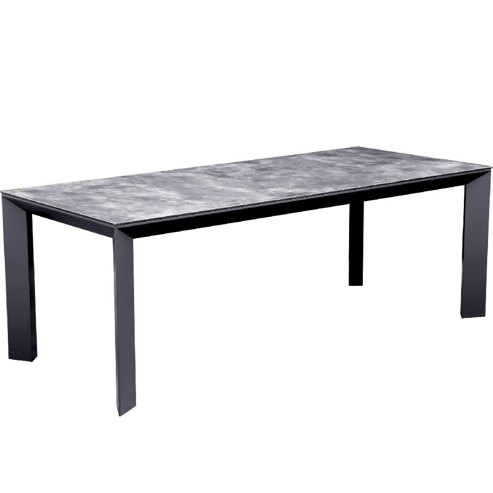 Mesa De Comedor Onix 210*90cm. Exterior Y Jardín De Aluminio Antracita Cristal Ceram. Gris Antracita