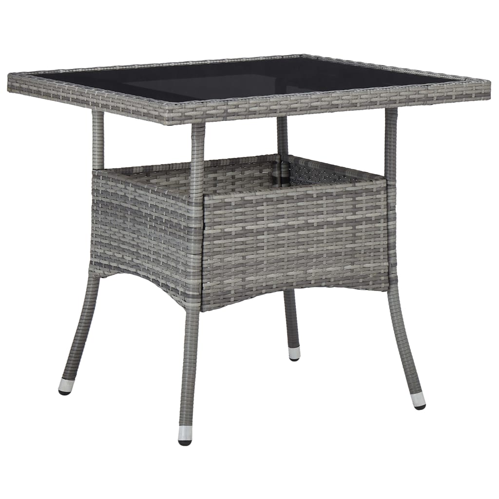 Mesa De Comedor Para Jardín Mesa Para Exteriores Mesa De Patio Ratán Sintético Y Vidrio Gris CFW86776
