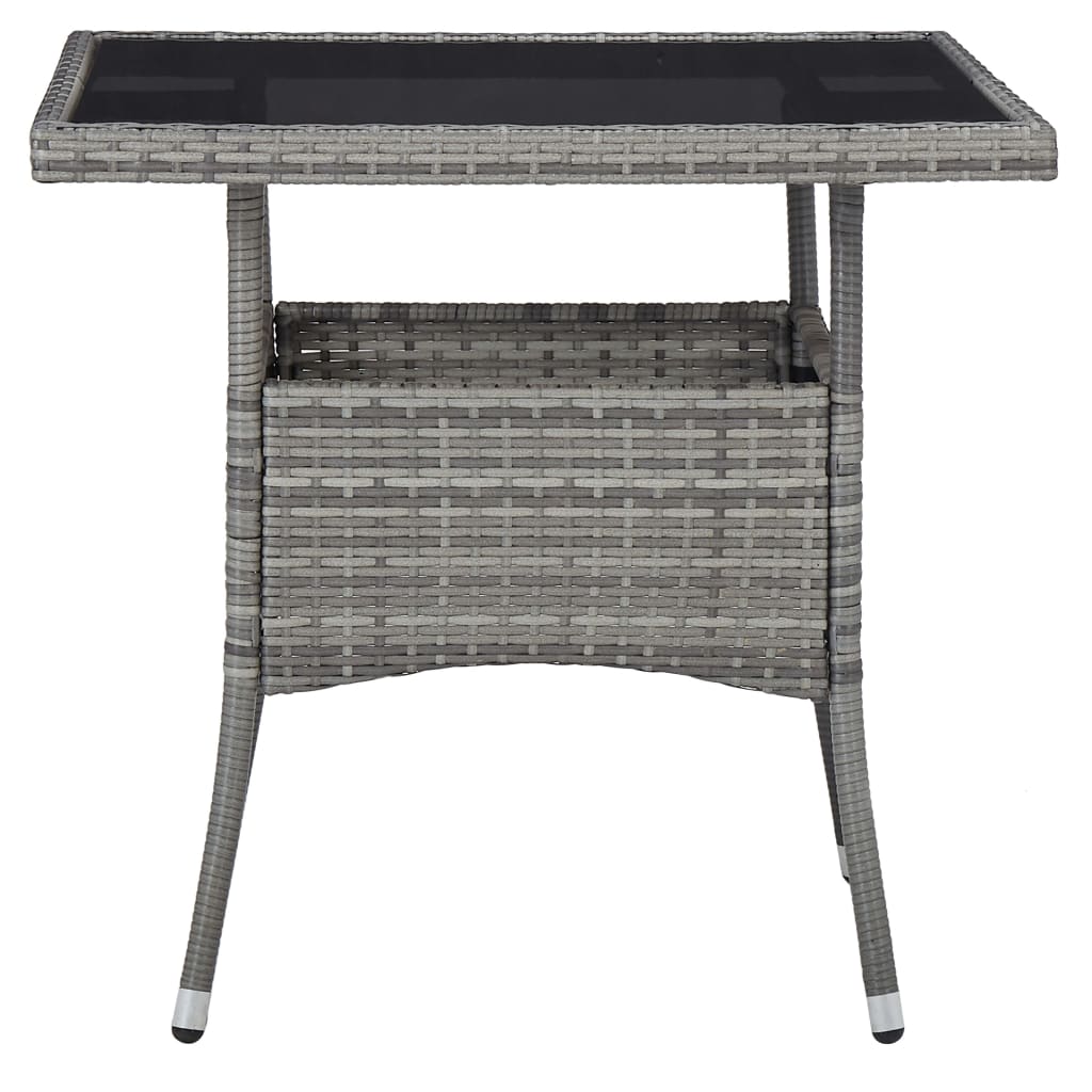 Mesa de comedor para jardín Mesa para exteriores Mesa de patio ratán sintético y vidrio gris CFW86776