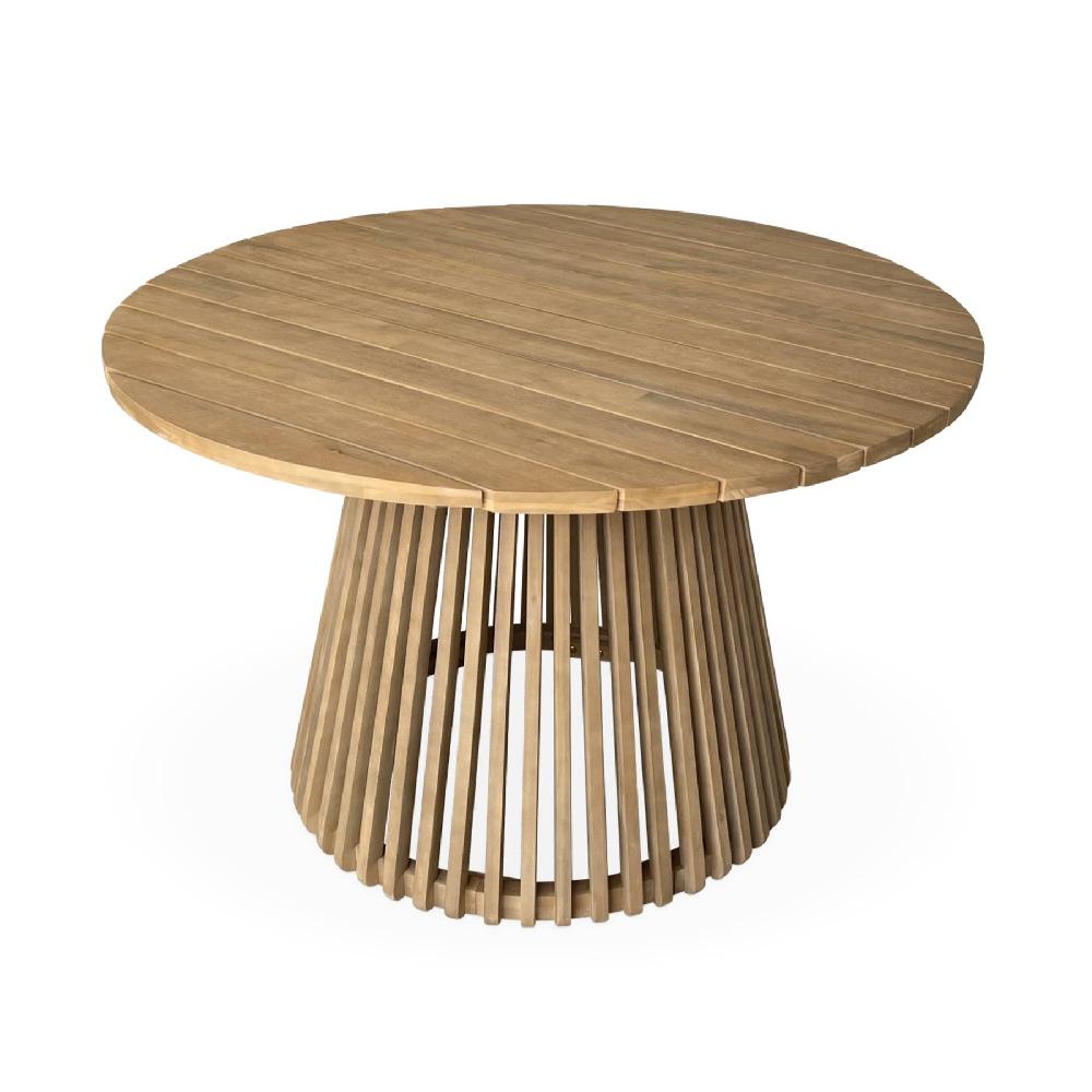 Mesa De Comedor Redonda De Madera Interior/exterior + 4 Sillones De Cuerda Y Acero Oviedo + Santos Negro 120x120x75 Cm