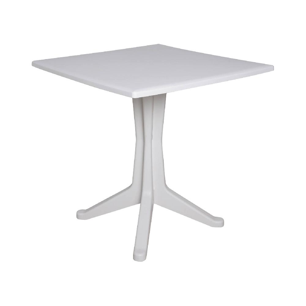 Mesa de exterior Agostini Estante cuadrado fijo Mesa de jardín multiusos 100% Made in Italy 70x70h72 cm Blanco