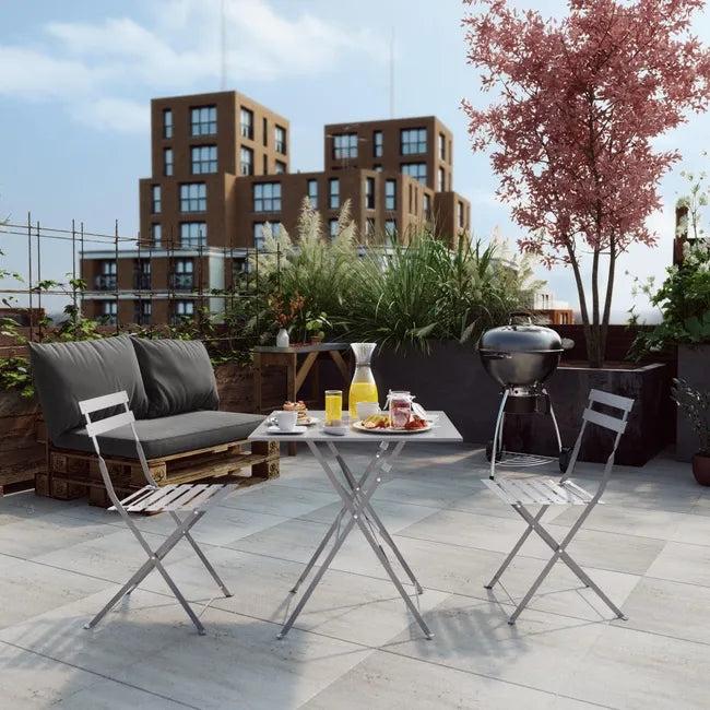 Mesa De Exterior Cuadrada Plegable 70x70 Cm Para Bares Y Pubs Con Estructura Y Tablero De Acero Bistrot - COLOR Tan