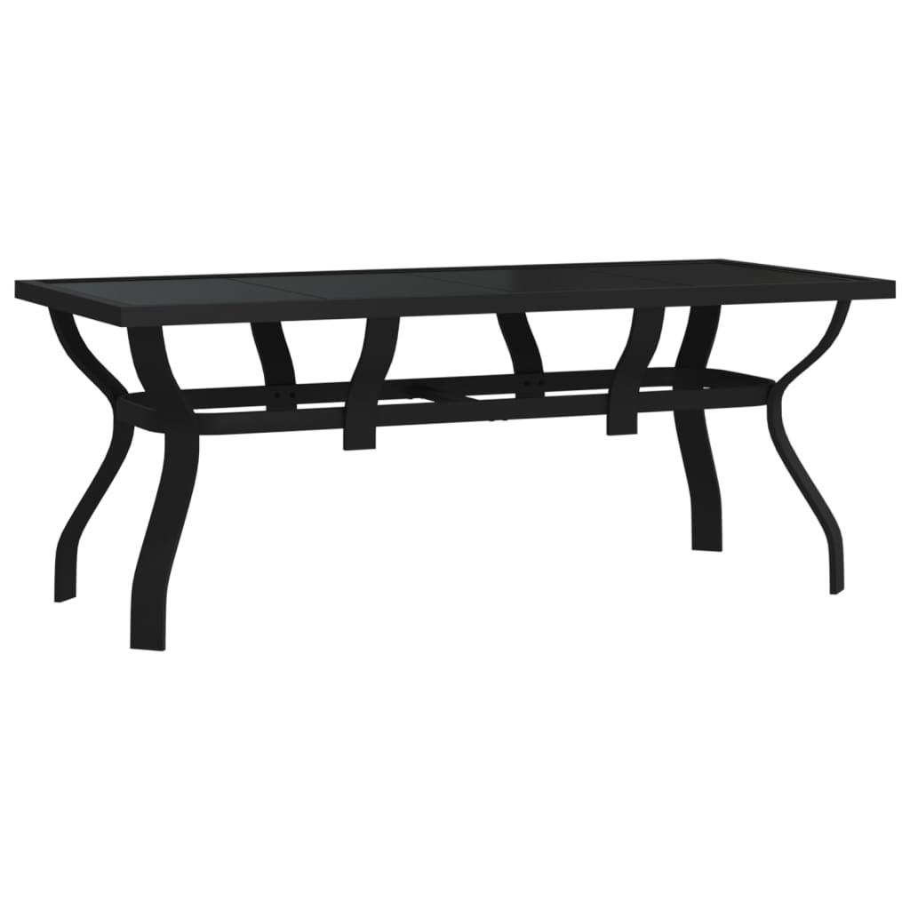 Mesa De Jardín Acero Y Vidrio Negro 180x80x70 Cm
